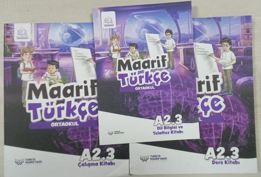 Maarif Turkce A 2.3 Ders Kitabi + Calisma Kitabi + Telafuz Kitabi - New Book Quetta Region